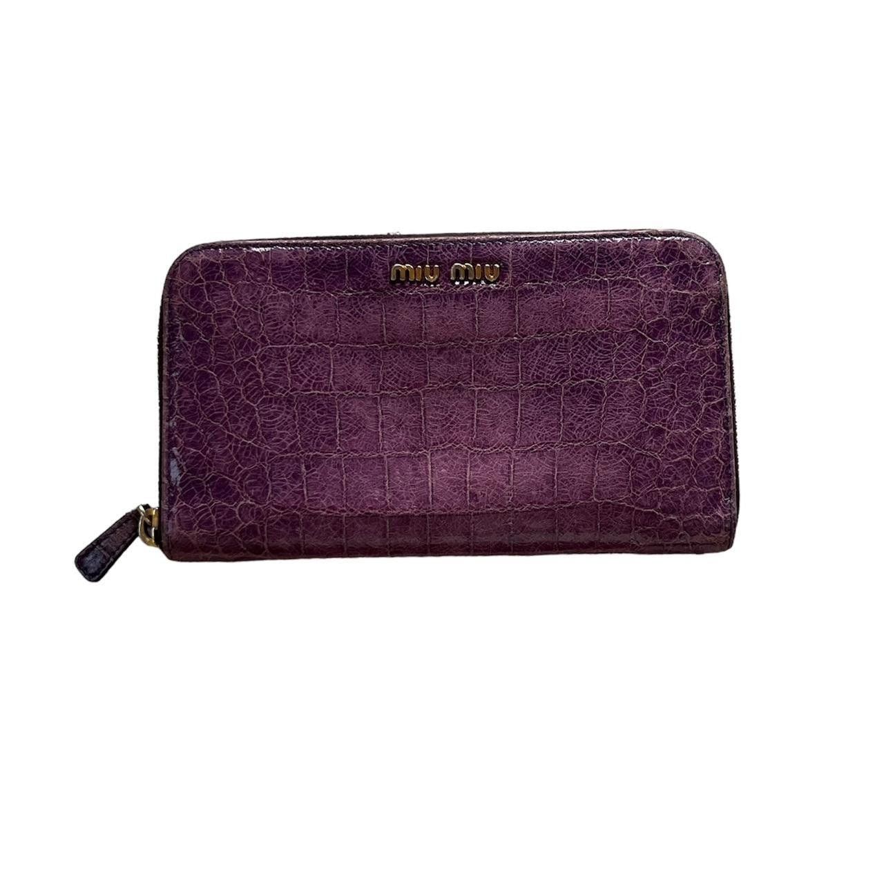 Purple croc-effect wallet