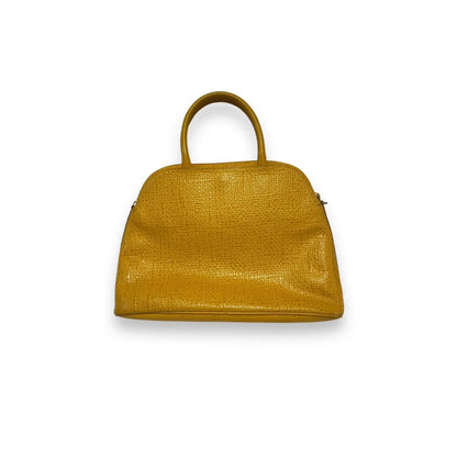 Yellow croc-effect leather bag