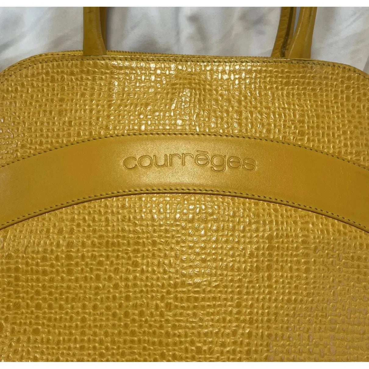 Yellow croc-effect leather bag