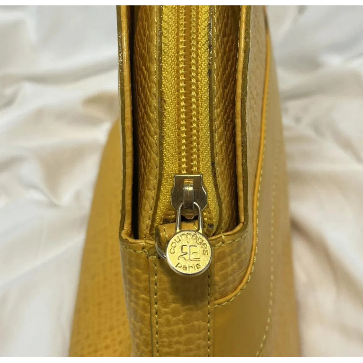 Yellow croc-effect leather bag