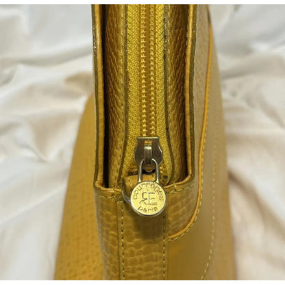 Yellow croc-effect leather bag