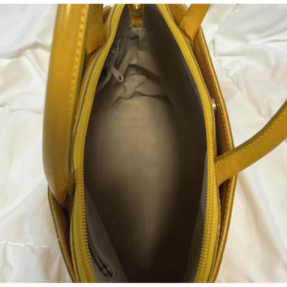 Yellow croc-effect leather bag