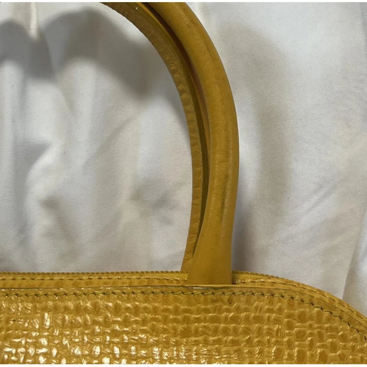 Yellow croc-effect leather bag