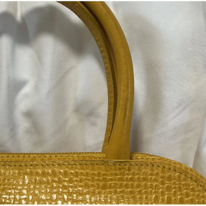 Yellow croc-effect leather bag