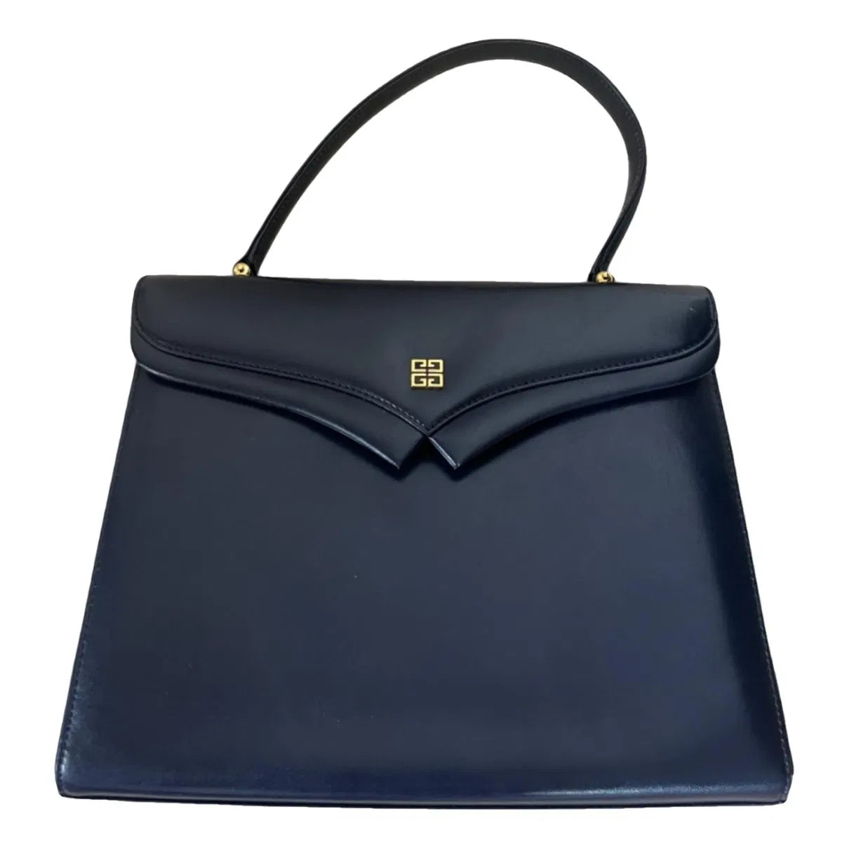 Blue leather handbag