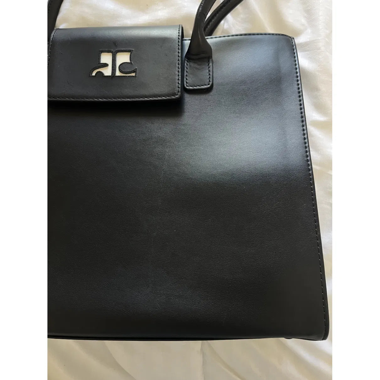 Black leather tote