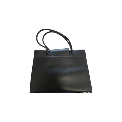 Black leather tote