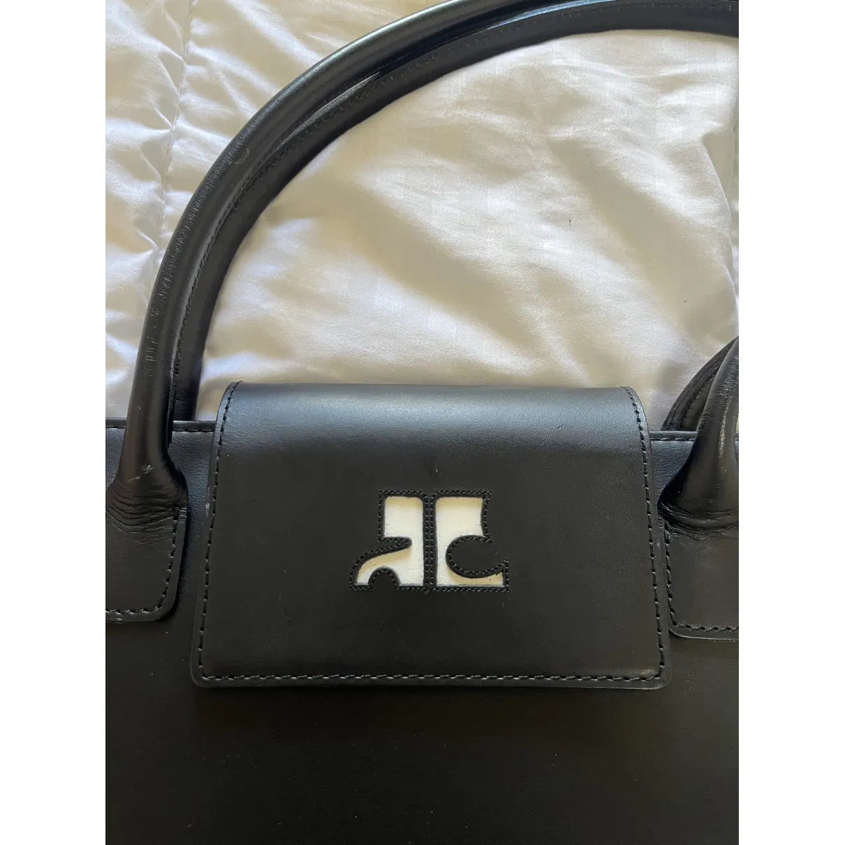 Black leather tote