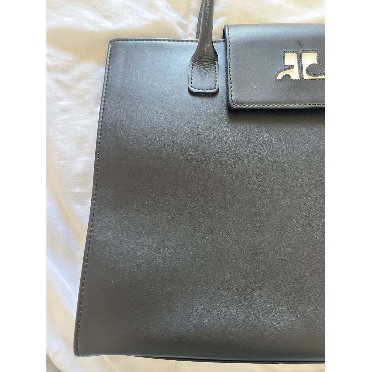Black leather tote