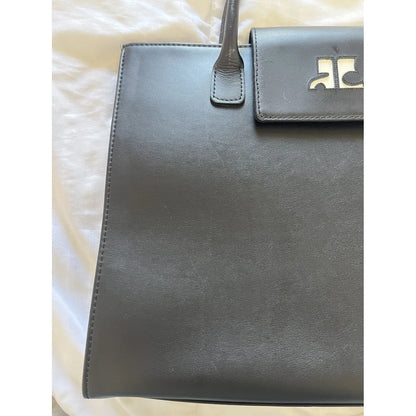 Black leather tote