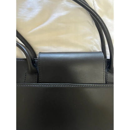 Black leather tote