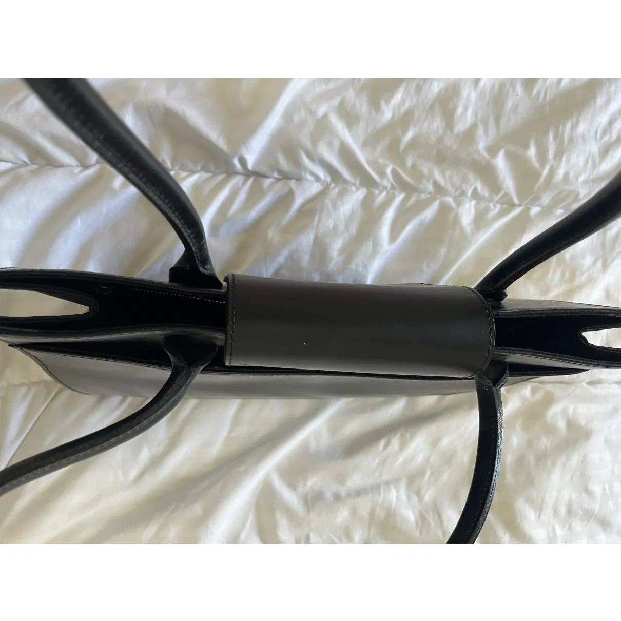 Black leather tote
