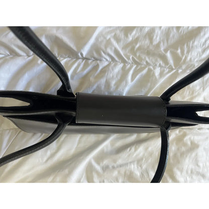 Black leather tote