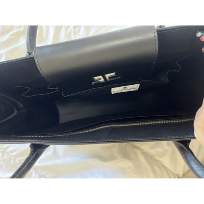Black leather tote
