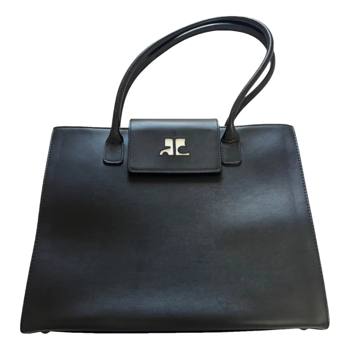 Black leather tote
