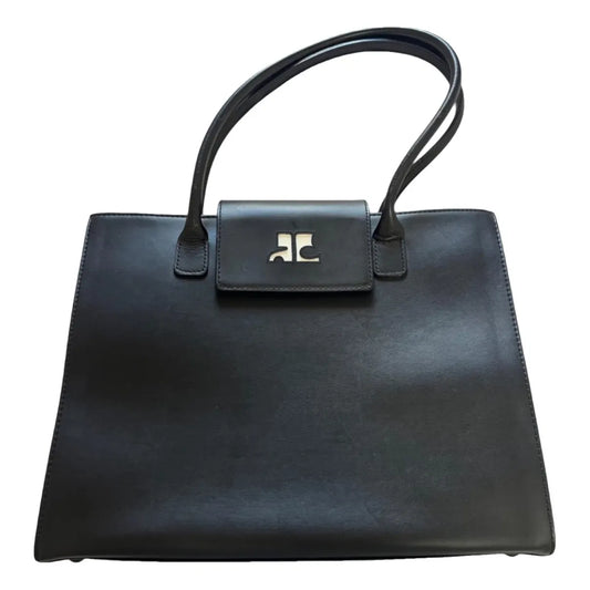 Black leather tote