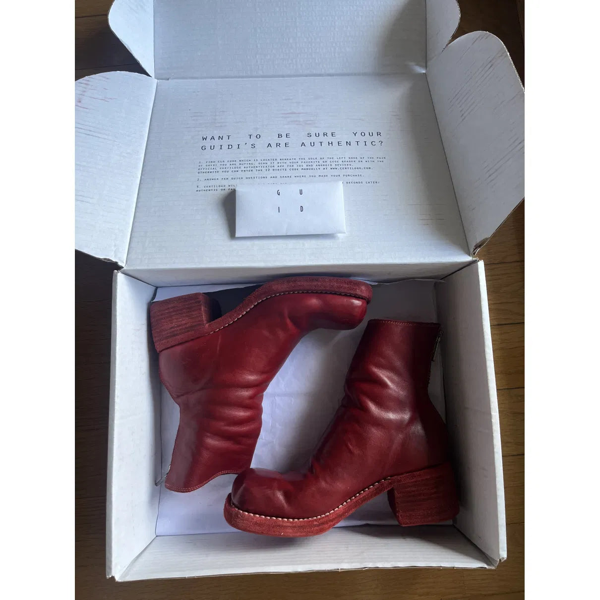 Red leather biker boots