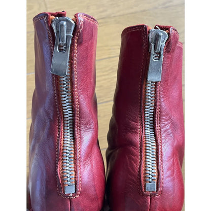 Red leather biker boots