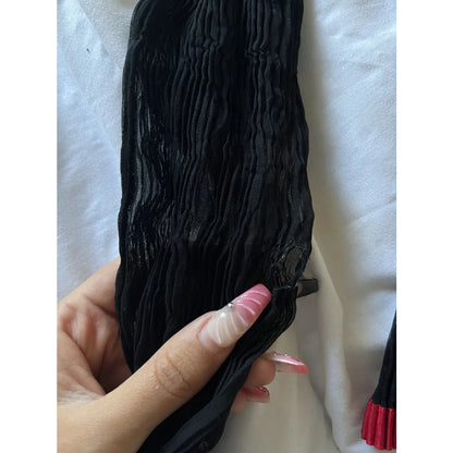 Black and red pleated turtleneck