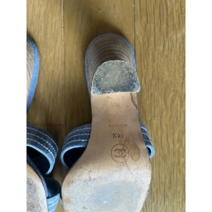 Blue denim mules