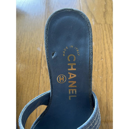 Blue denim mules