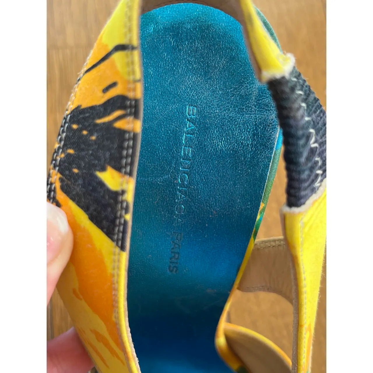 Beach-print silk slingbacks
