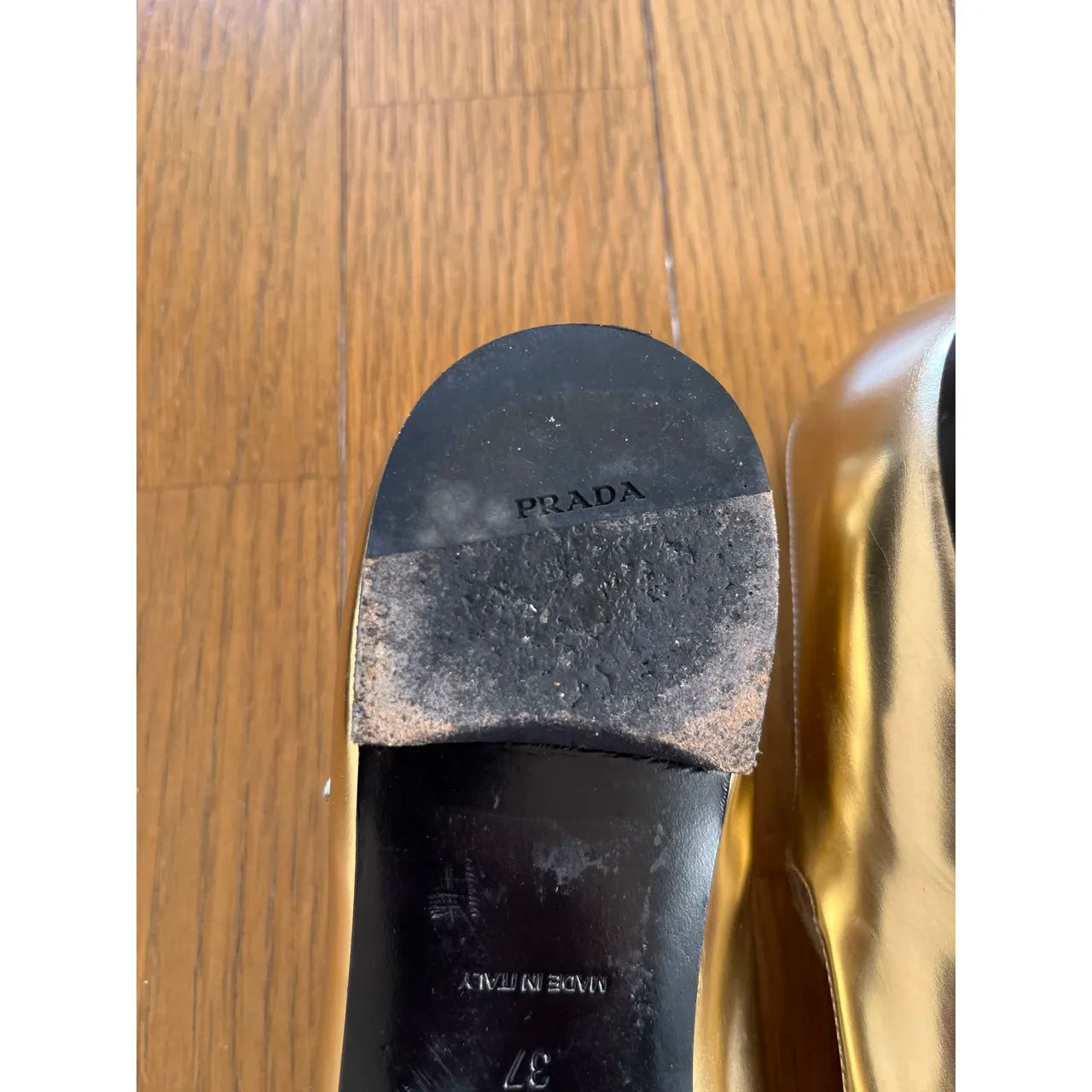 Gold leather ballet flats