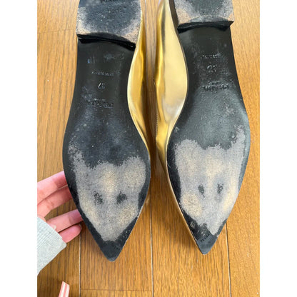 Gold leather ballet flats