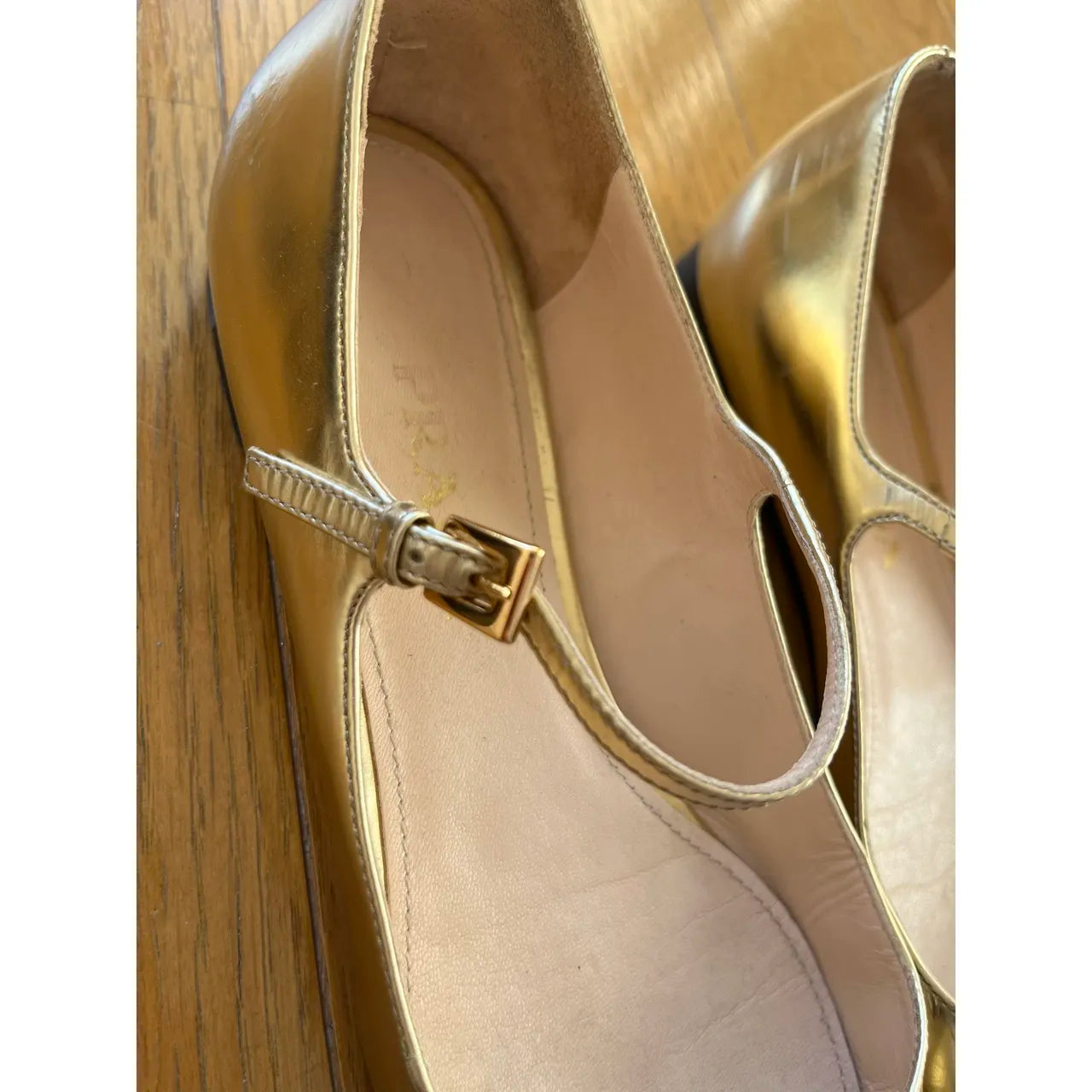 Gold leather ballet flats