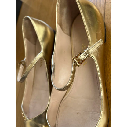 Gold leather ballet flats