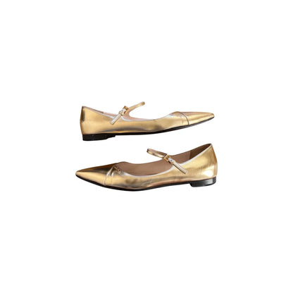 Gold leather ballet flats