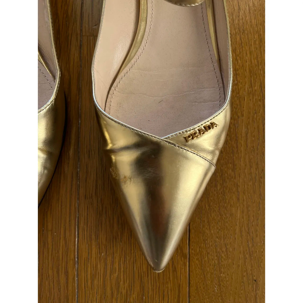 Gold leather ballet flats