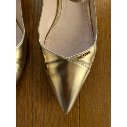 Gold leather ballet flats