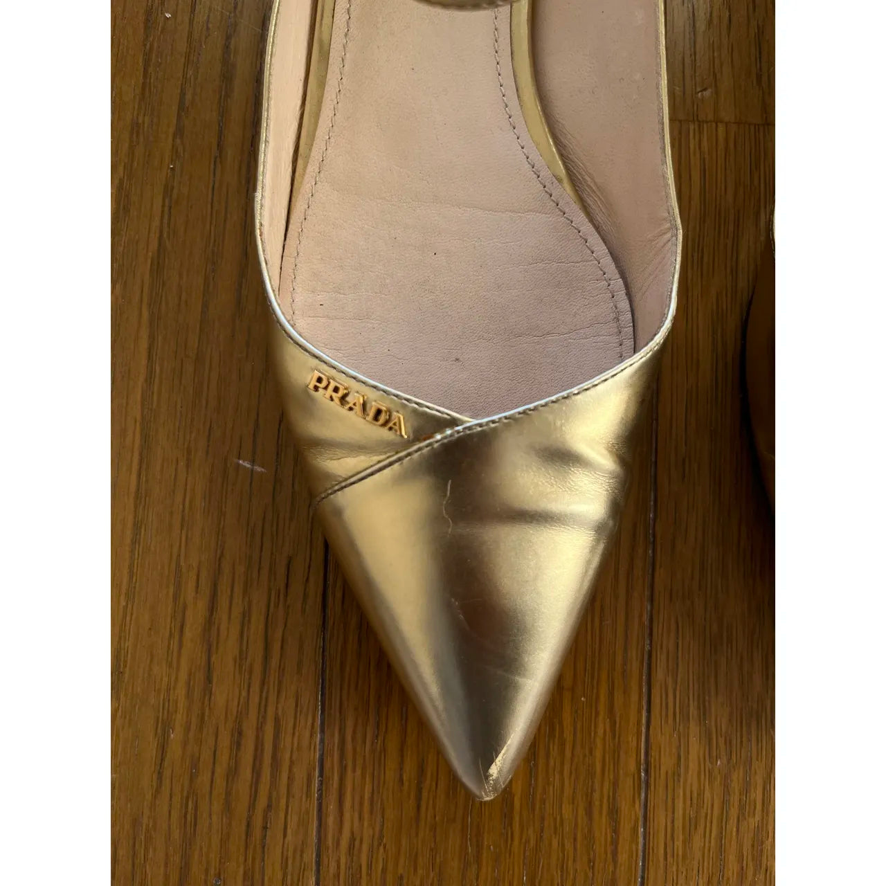 Gold leather ballet flats