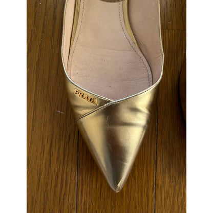 Gold leather ballet flats