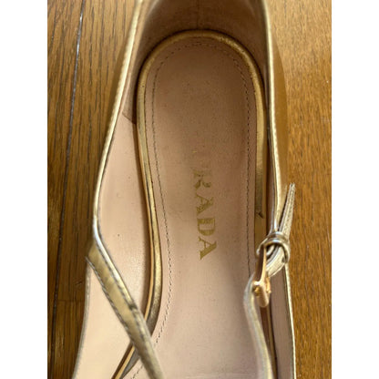 Gold leather ballet flats