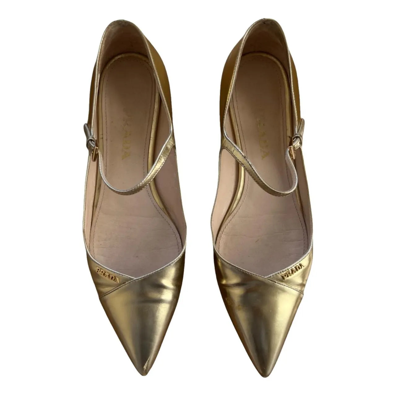 Gold leather ballet flats