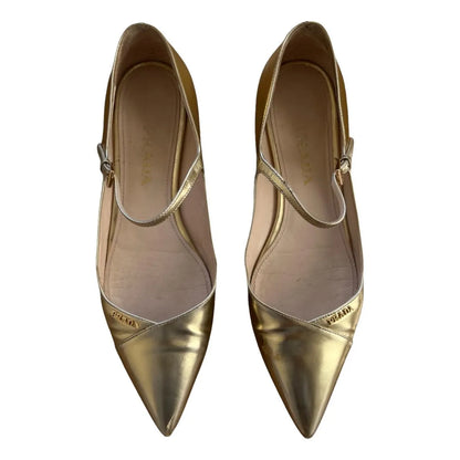 Gold leather ballet flats