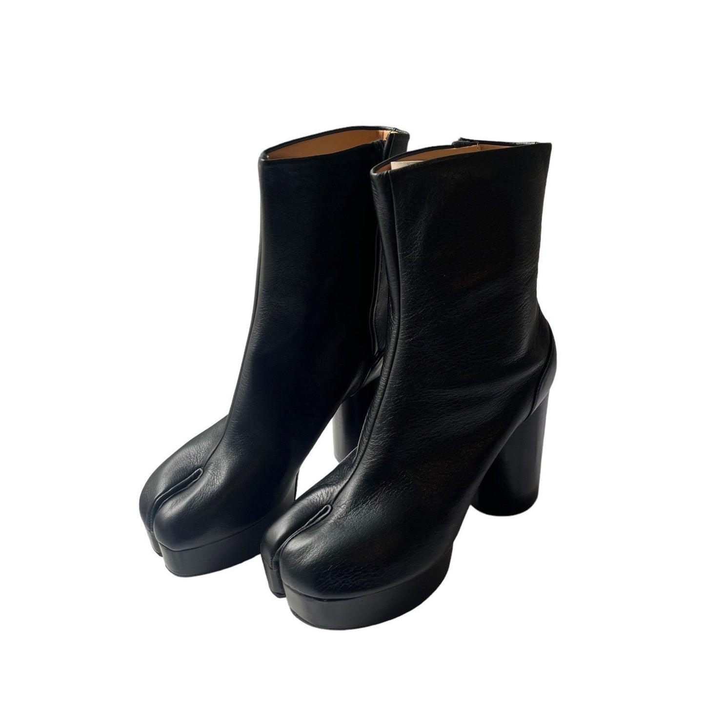 Black leather platform Tabi boots