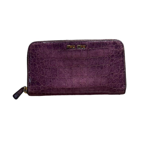 Purple croc-effect wallet