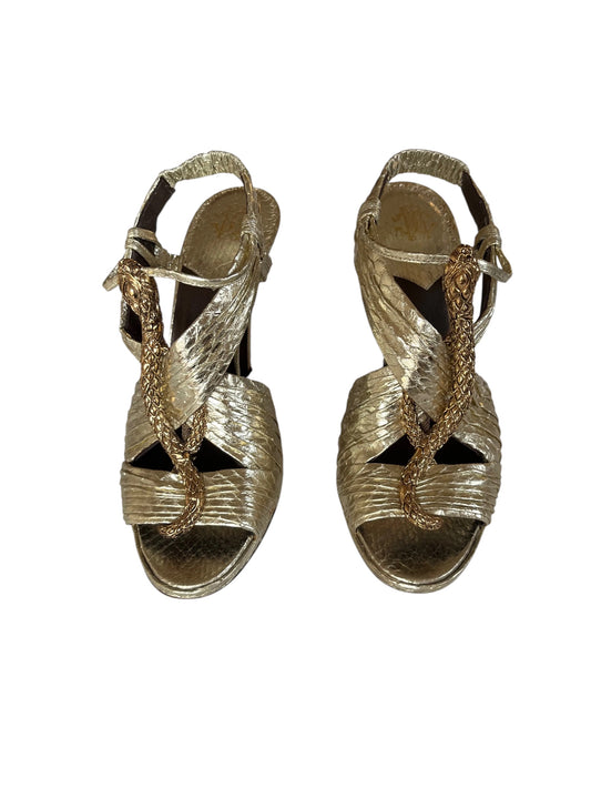 Roberto Cavalli Gold Snake Heels