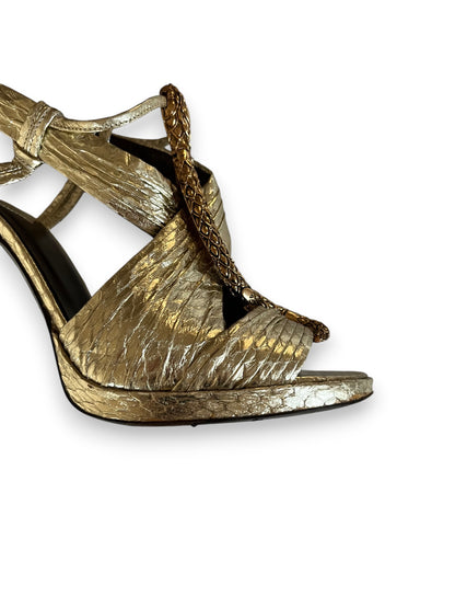 Roberto Cavalli Gold Snake Heels