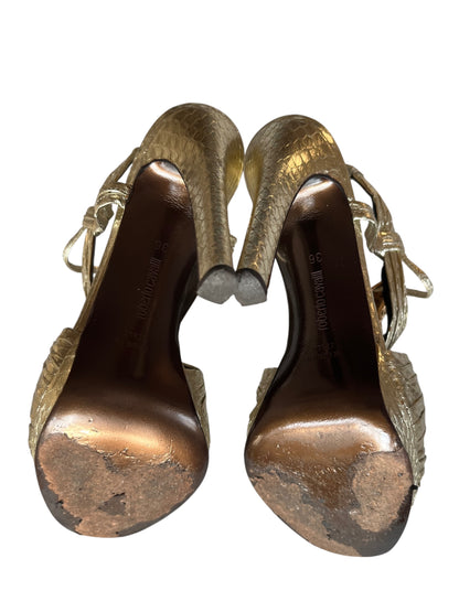 Roberto Cavalli Gold Snake Heels