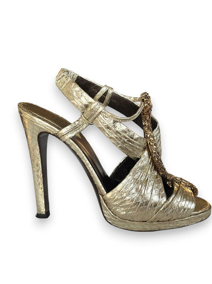Roberto Cavalli Gold Snake Heels