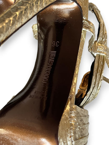 Roberto Cavalli Gold Snake Heels