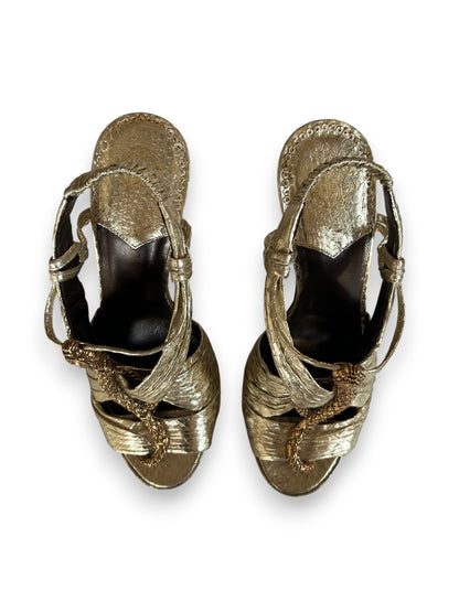 Roberto Cavalli Gold Snake Heels
