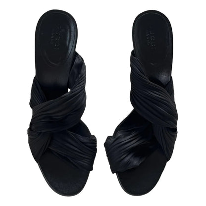 Twisted satin mules in black