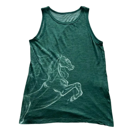 Horse motif tank top in green