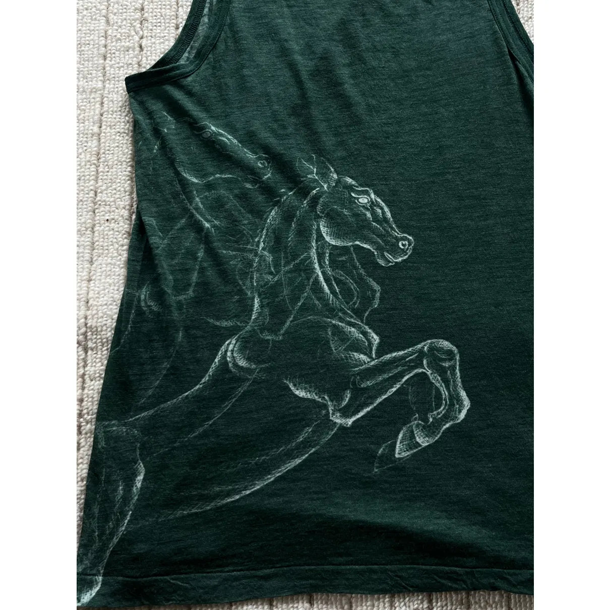 Horse motif tank top in green