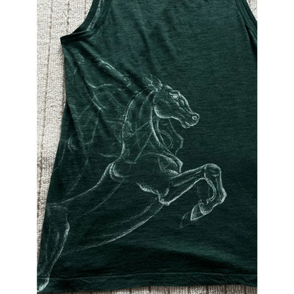 Horse motif tank top in green